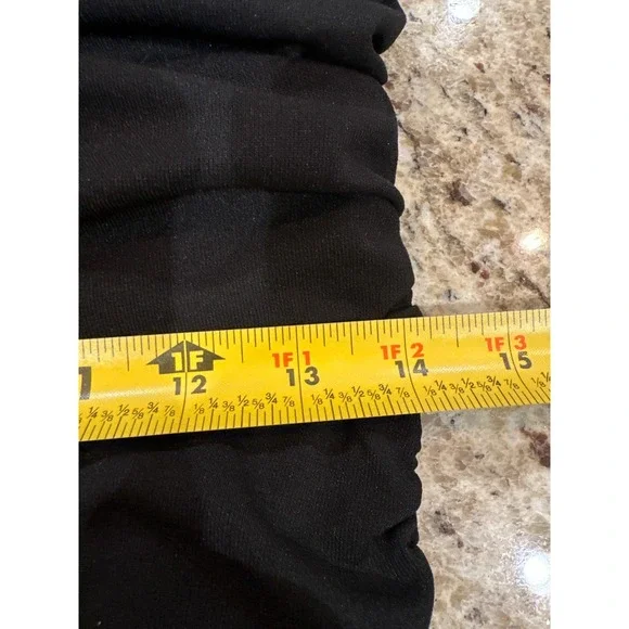 David Meister Black Ruched Cocktail Dress Size 10 Asymmetrical Neckline LBD - Picture 11 of 12